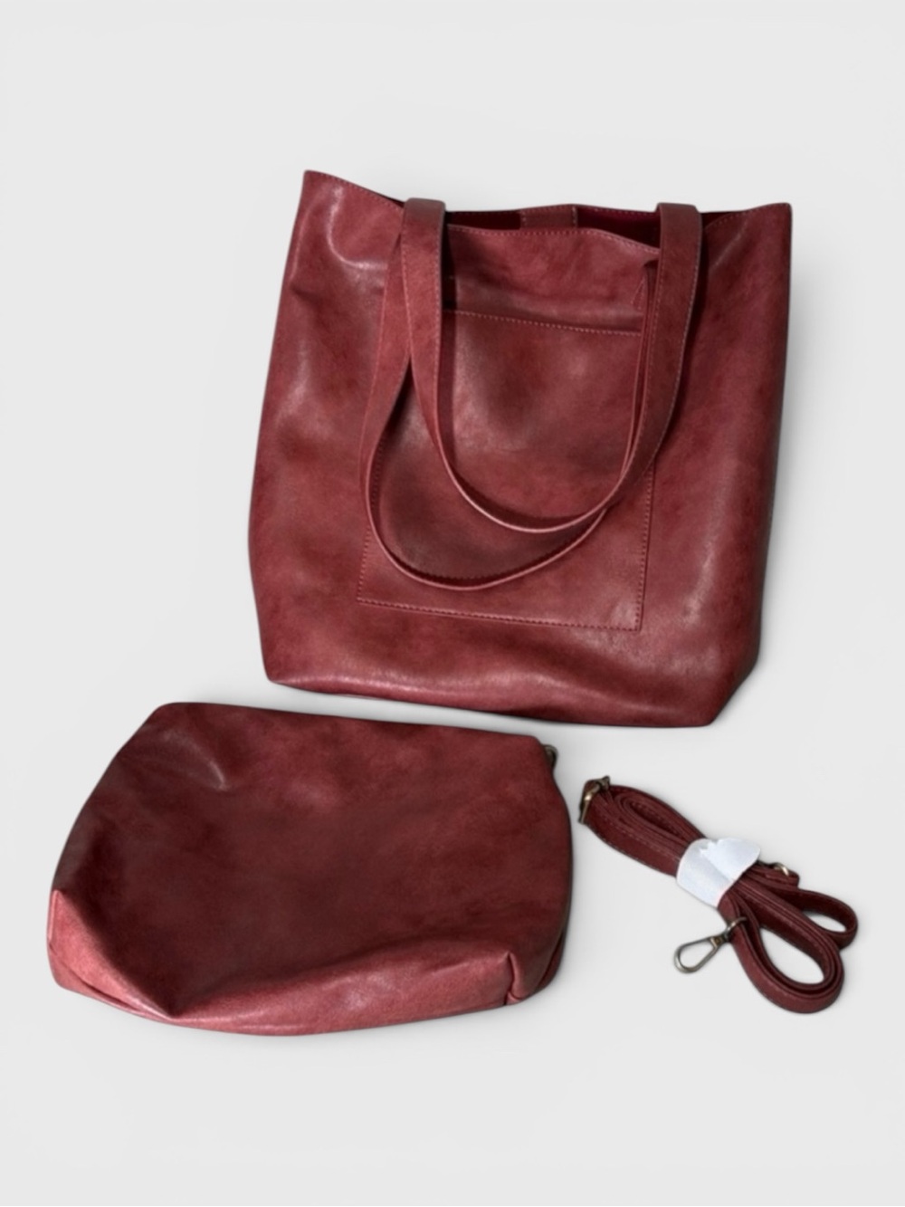 722 NEW! Joy Susan Vegan Leather Hobo Red 
2-in-1 Handbag w/ Crossbody Insert